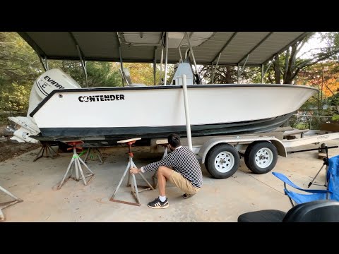 How to take a boat off its trailer. Contender boat bottom paint